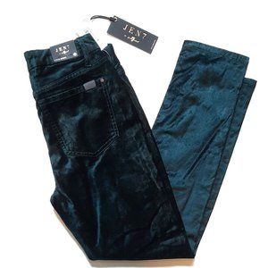 7 FAM NWT Emerald Green Jen7 Velour Ankle Skinny Pants Sz 4